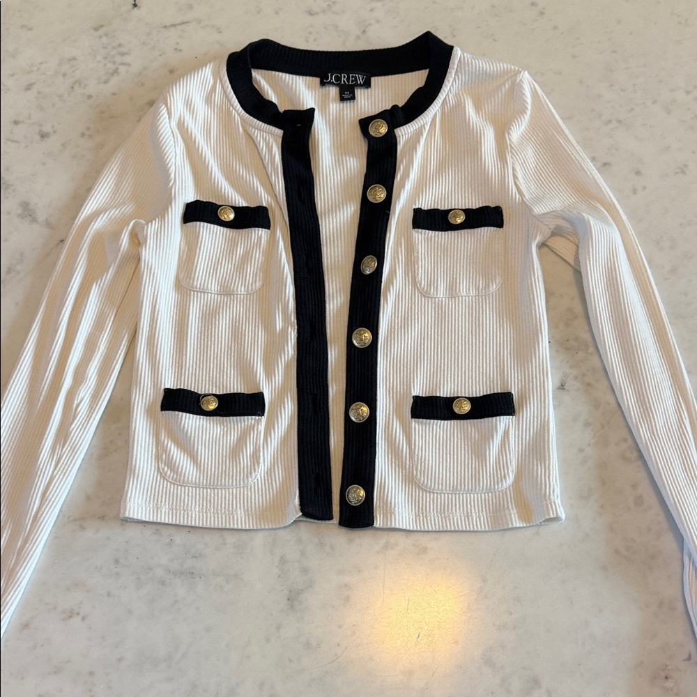 J. Crew Black and White Ribbed Cardigan